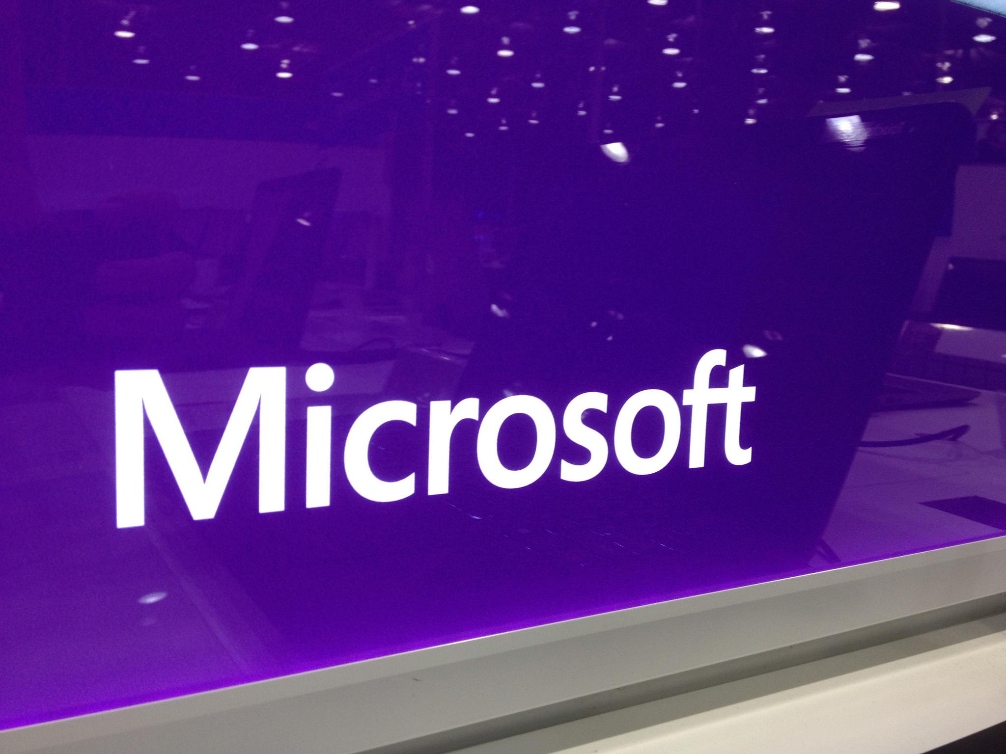 "Microsoft" on a monitor