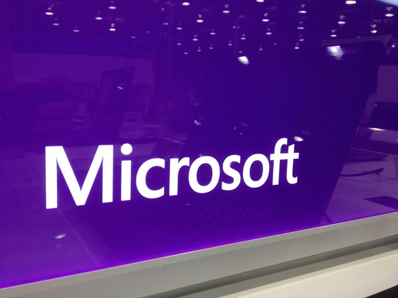 "Microsoft" on a monitor