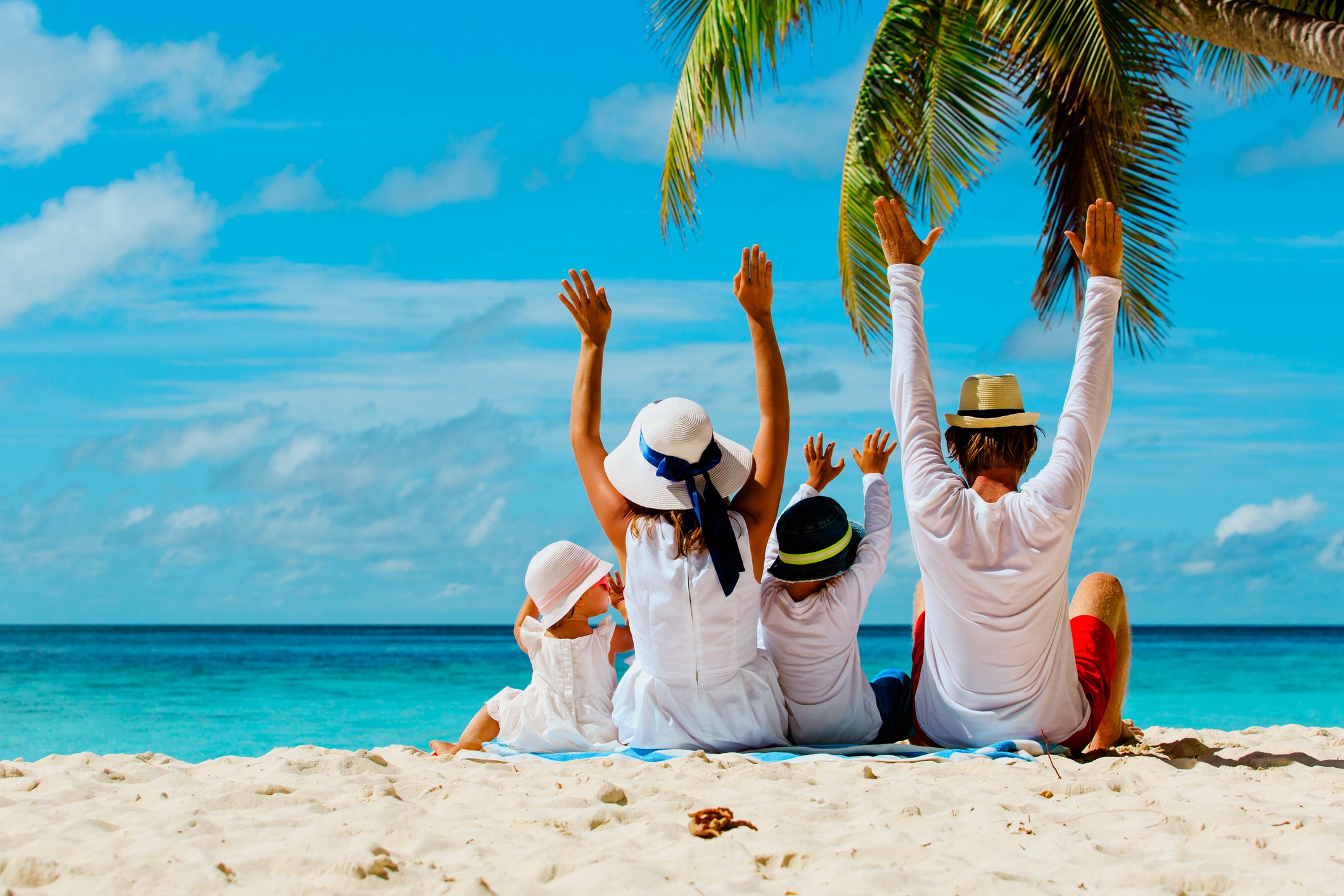 A happy family on the beach