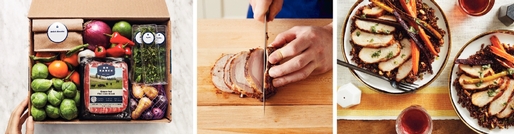 A three-panel guide to making a Blue Apron chicken dish