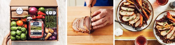 A three-panel guide to making a Blue Apron chicken dish