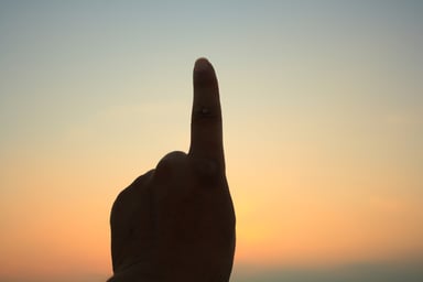 Finger pointing No. 1 at sunset