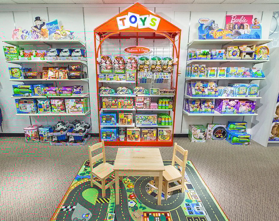 A mock-up of a J.C. Penney toy section
