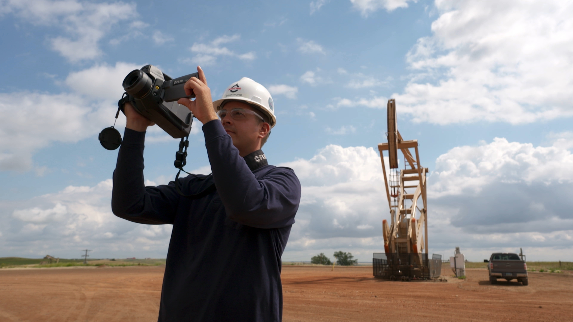 Whiting engineer at a well.
