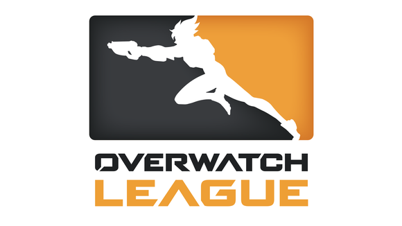 Overwatch League icon featuring outlined character running and shooting. 