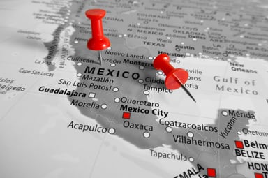 Map of Mexico With Red Push Pins