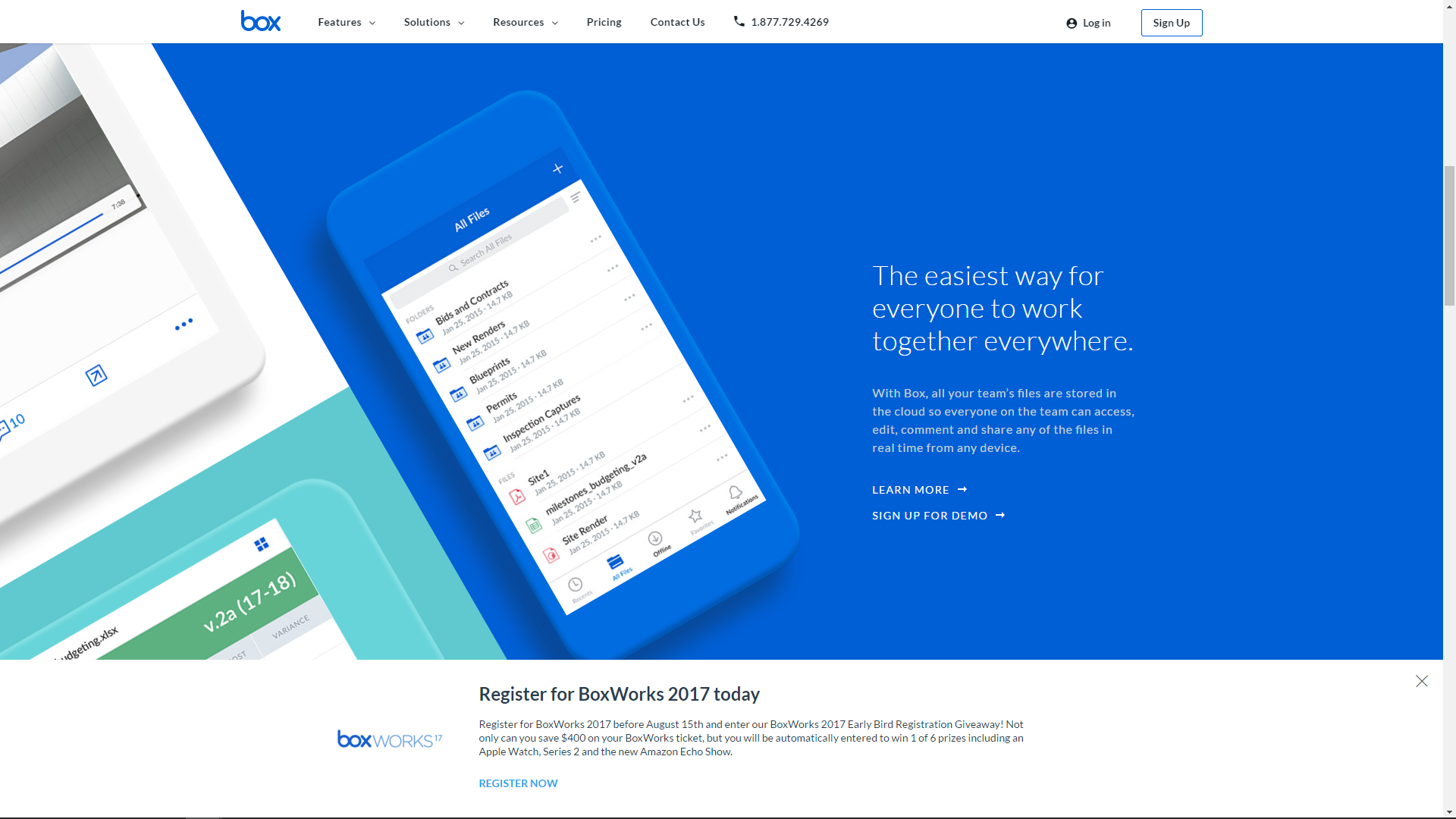Box home page