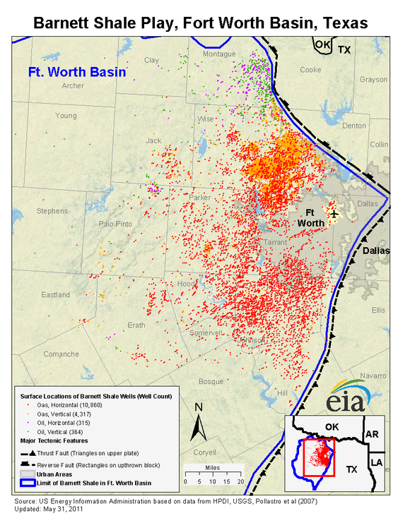 A map of the Barnett Shale. 