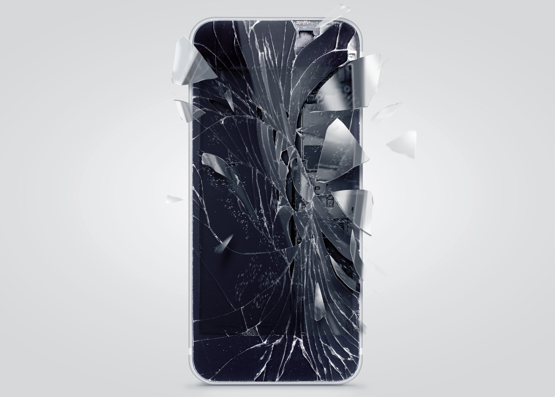 A shattered smartphone
