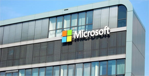 The exterior of a Microsoft office.