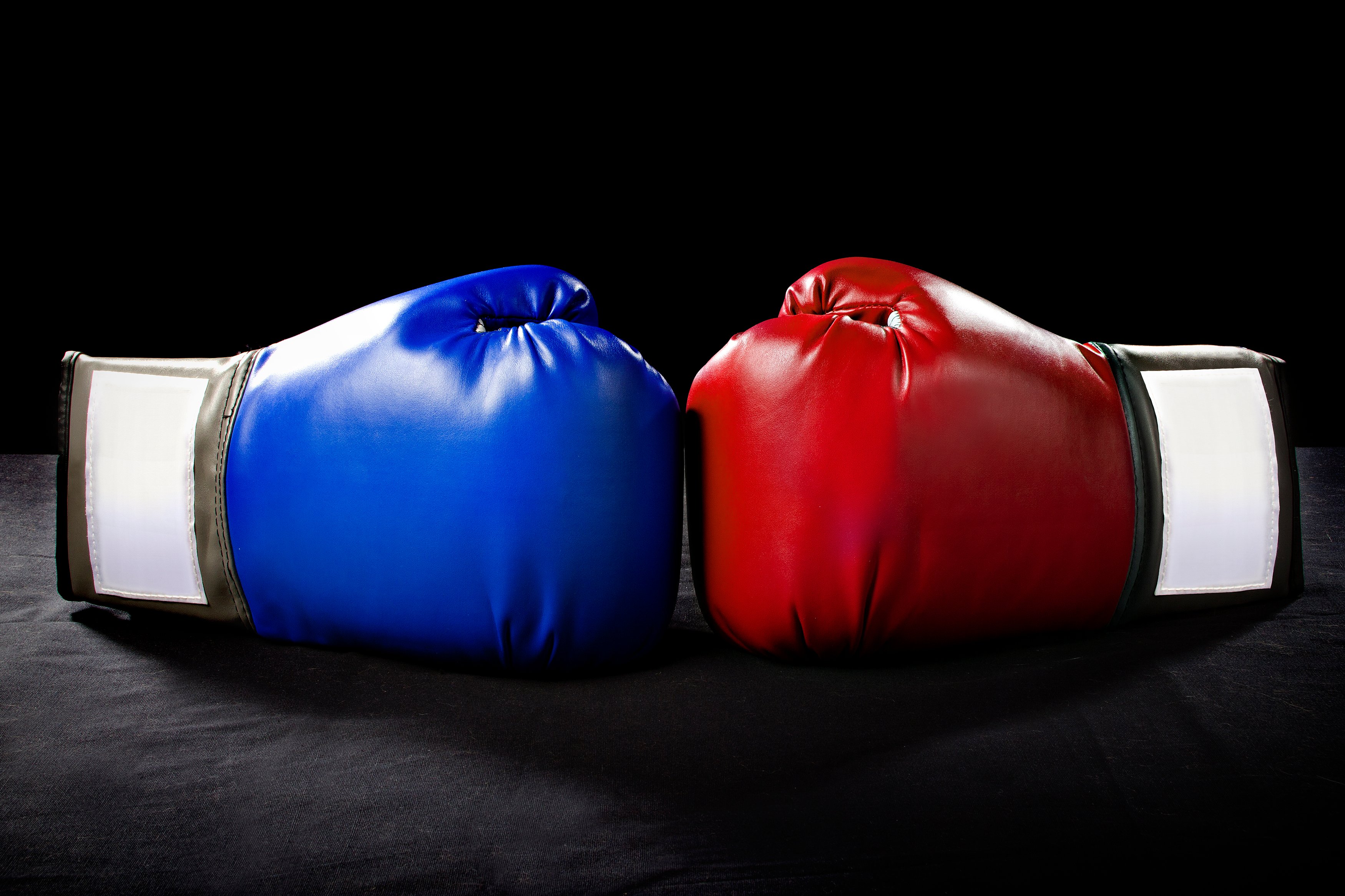 Blue and red boxing gloves