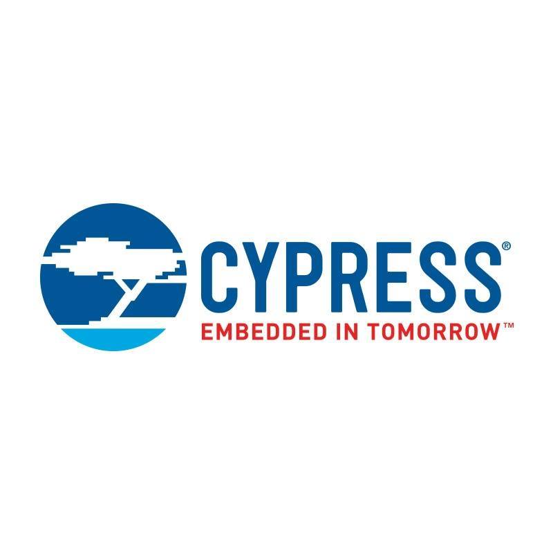 Cypress Semiconductor logo and tag line that says "embedded in tomorrow."