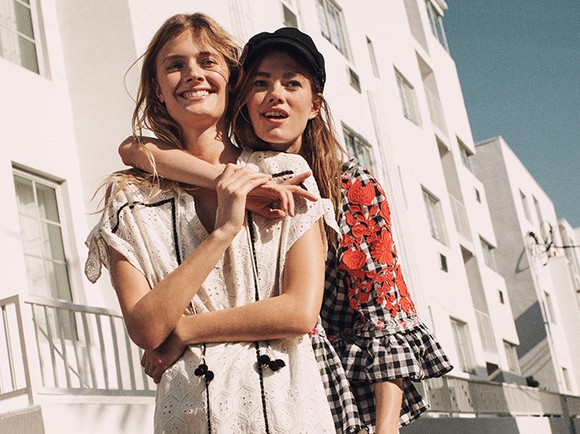 Two women in an Anthropologie ad