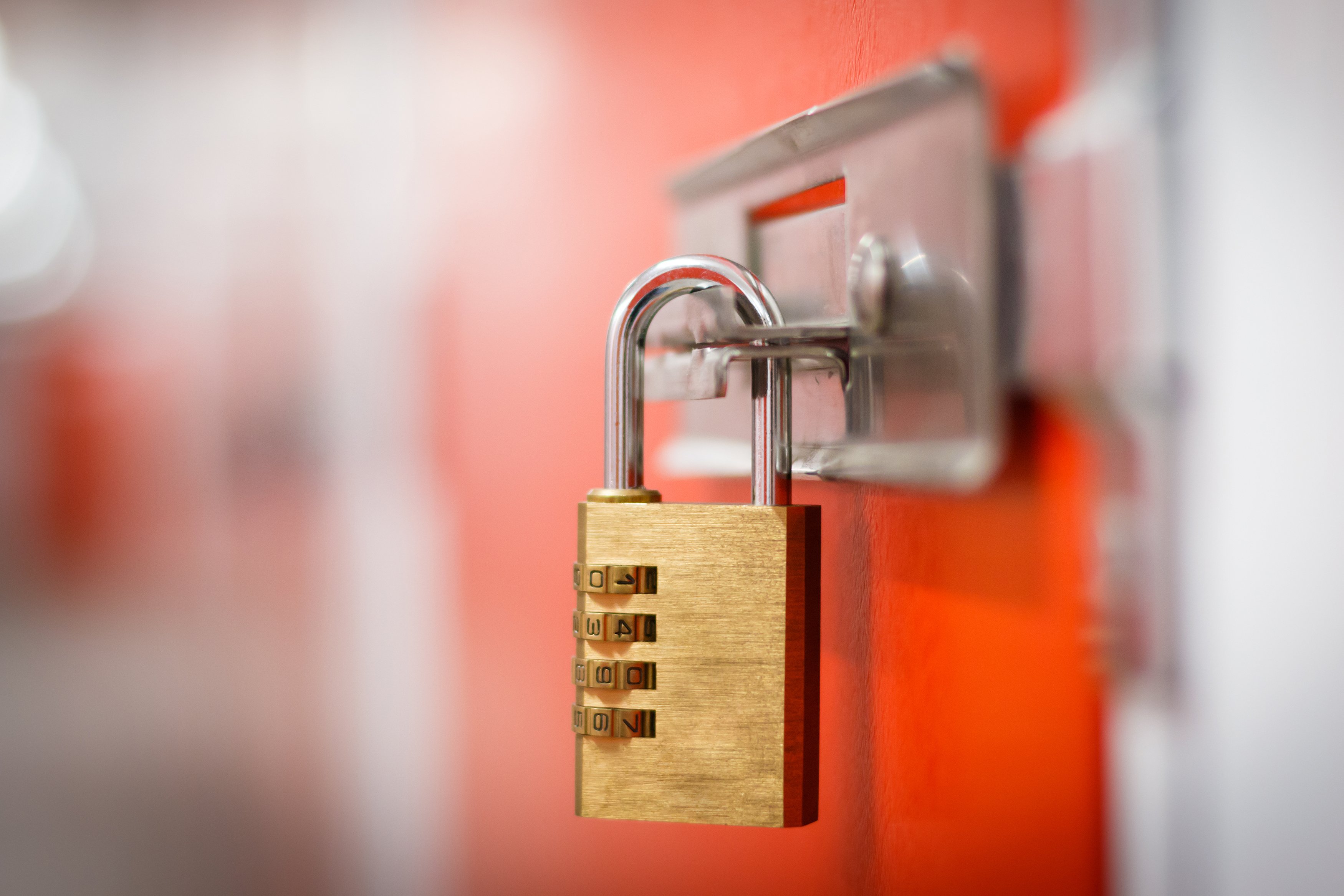 Padlock on a storage locker.