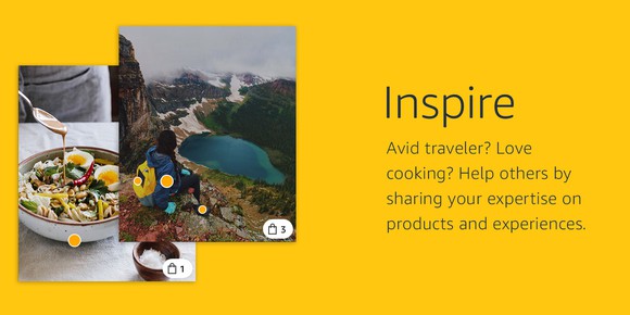 A description from Amazon Spark showing images of food and travel.