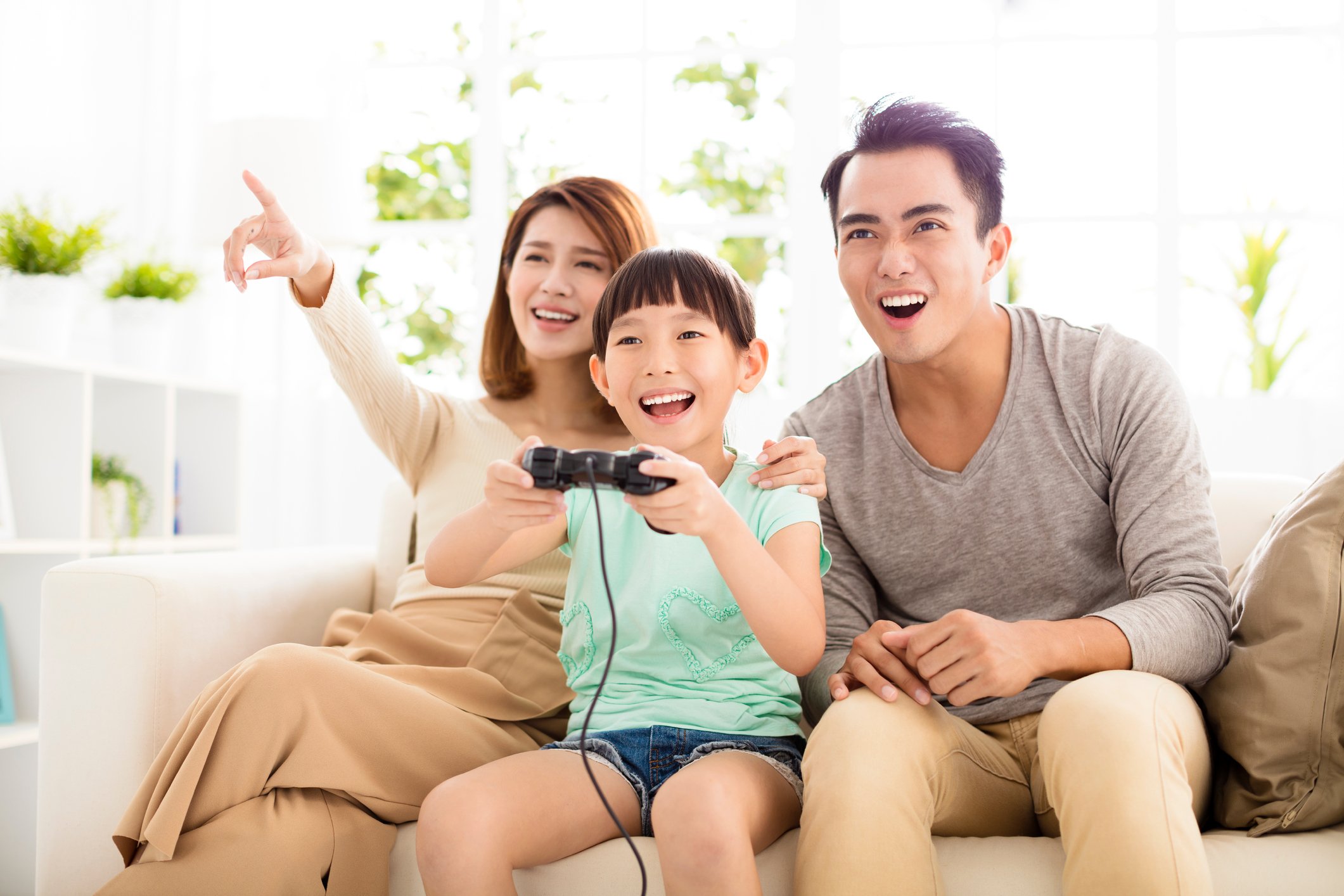 A family playing video games