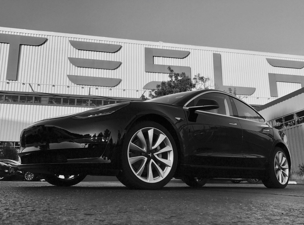 The first production version of Model 3 outside of Tesla's factory.