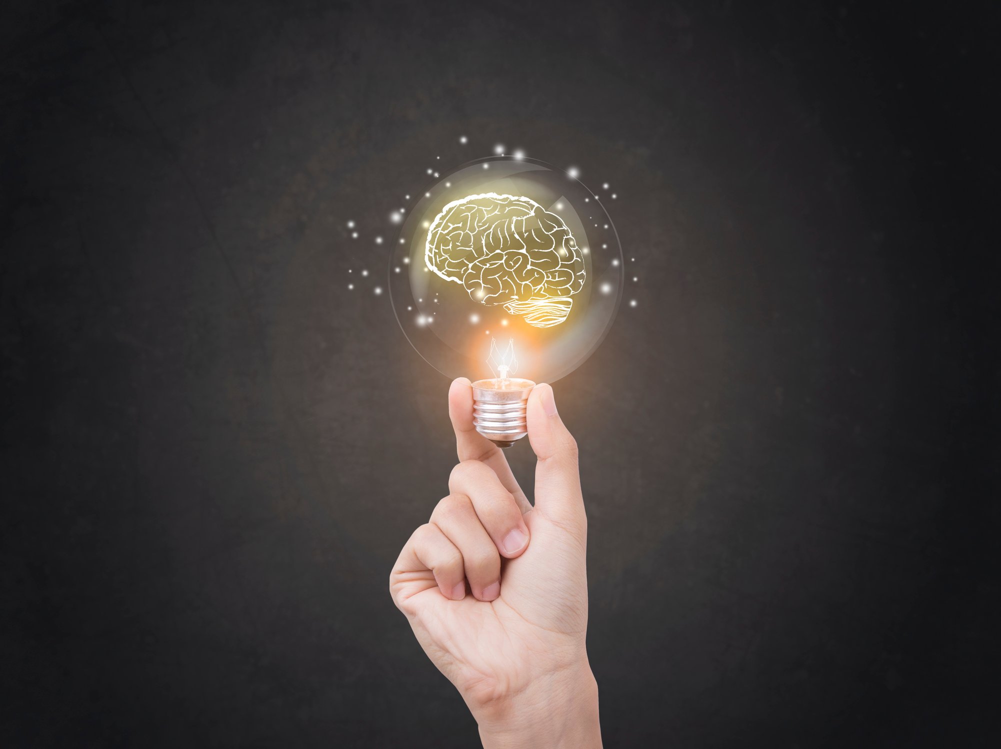 A light bulb with an electric brain inside.