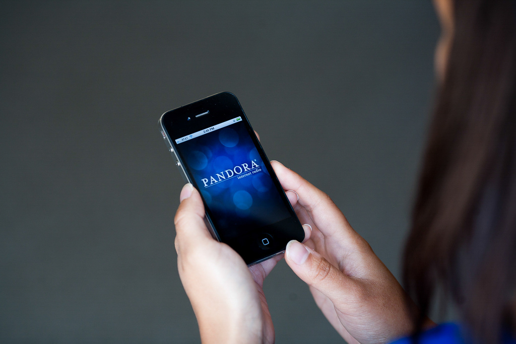 Pandora app display on a smartphone