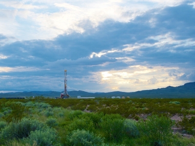 A drilling rig in the Alpine High play.