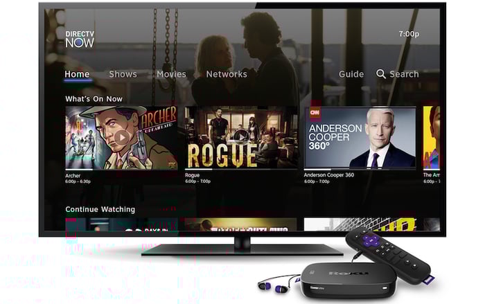 DirecTV Now on a TV connected to a Roku box