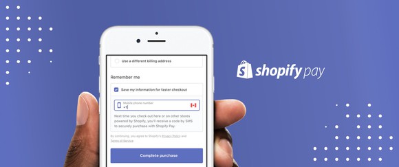 ShopifyPay on a mobile phone.