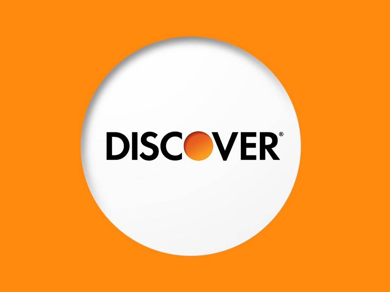 "Discover" name and logo surrounded by orange rectangle.