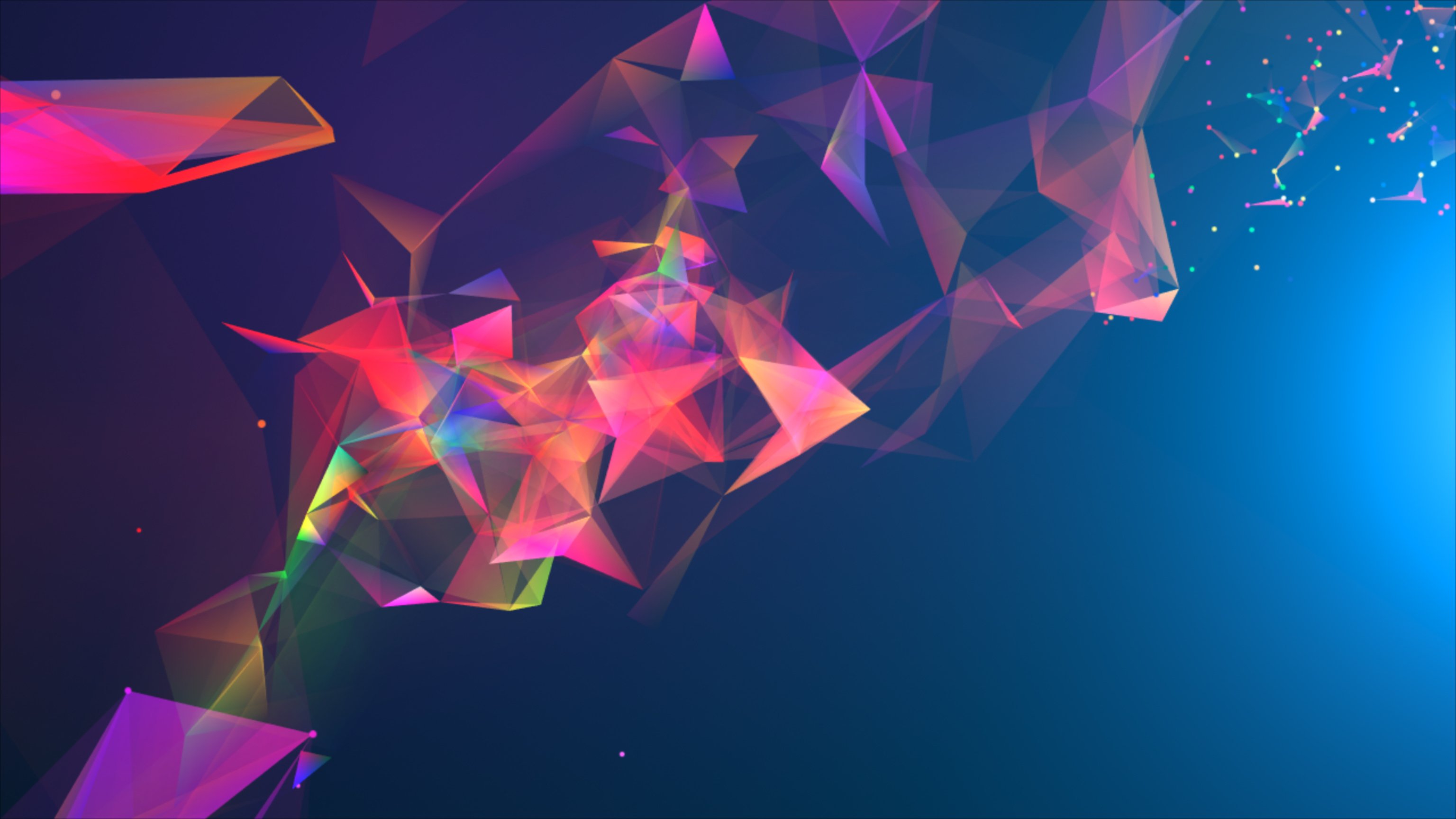An abstract band of prism-like images curving across the screen