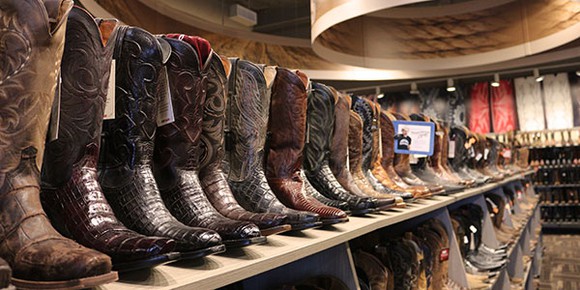 Cowboy boots on the the shelf at Boot Barn