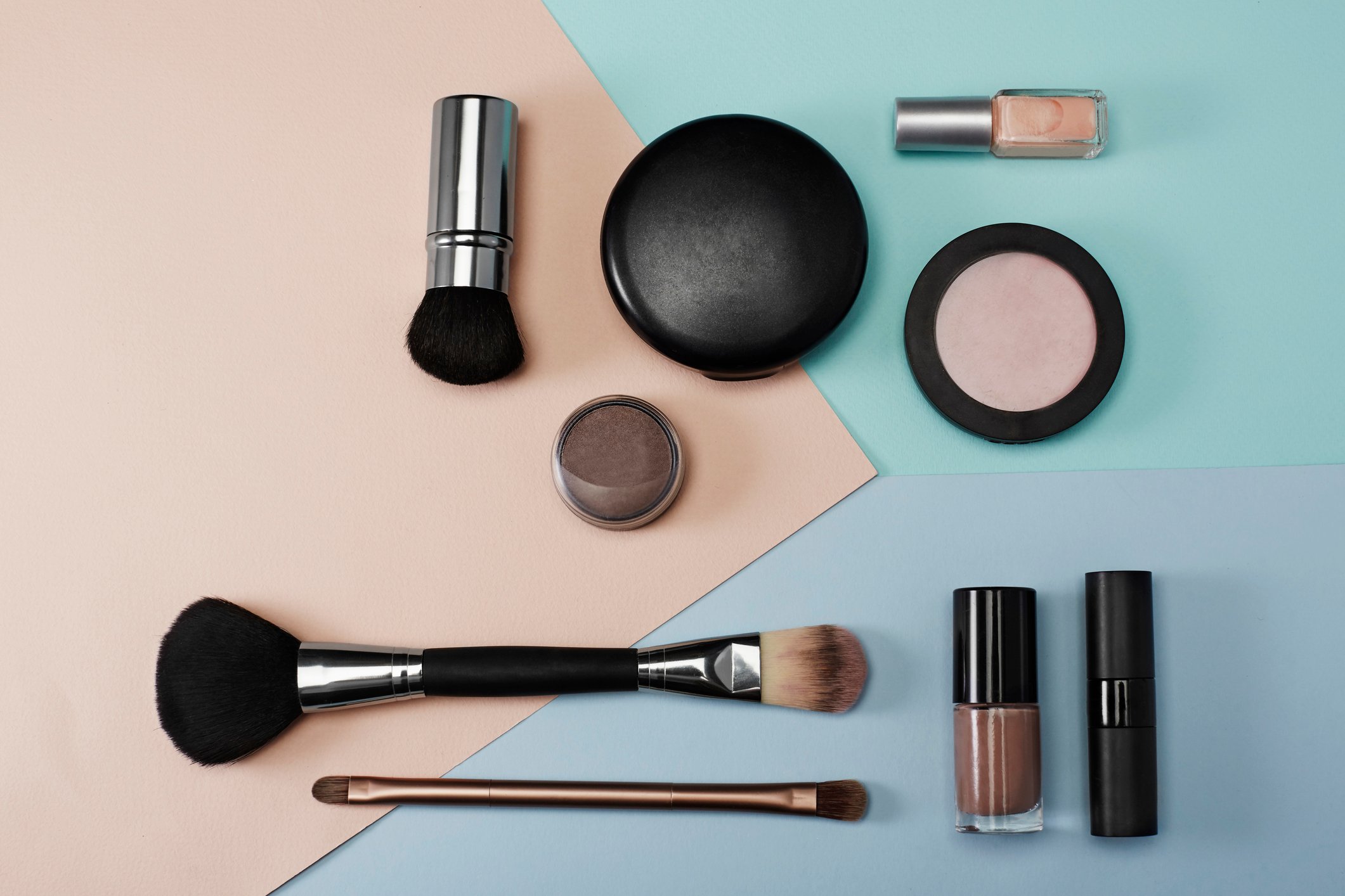 Various makeup supplies on a table