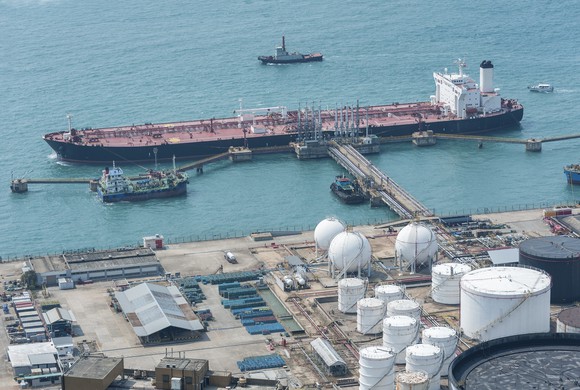 Aerial view of oil export terminal