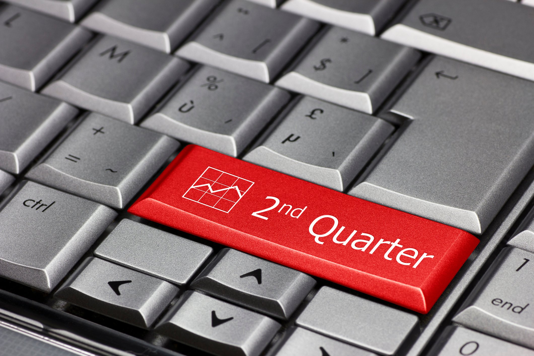Red "2nd Quarter" button on computer keyboard