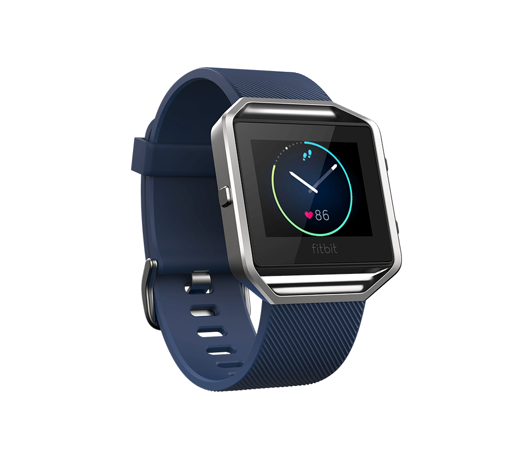 A Fitbit Blaze watch and fitness tracker in dark blue.