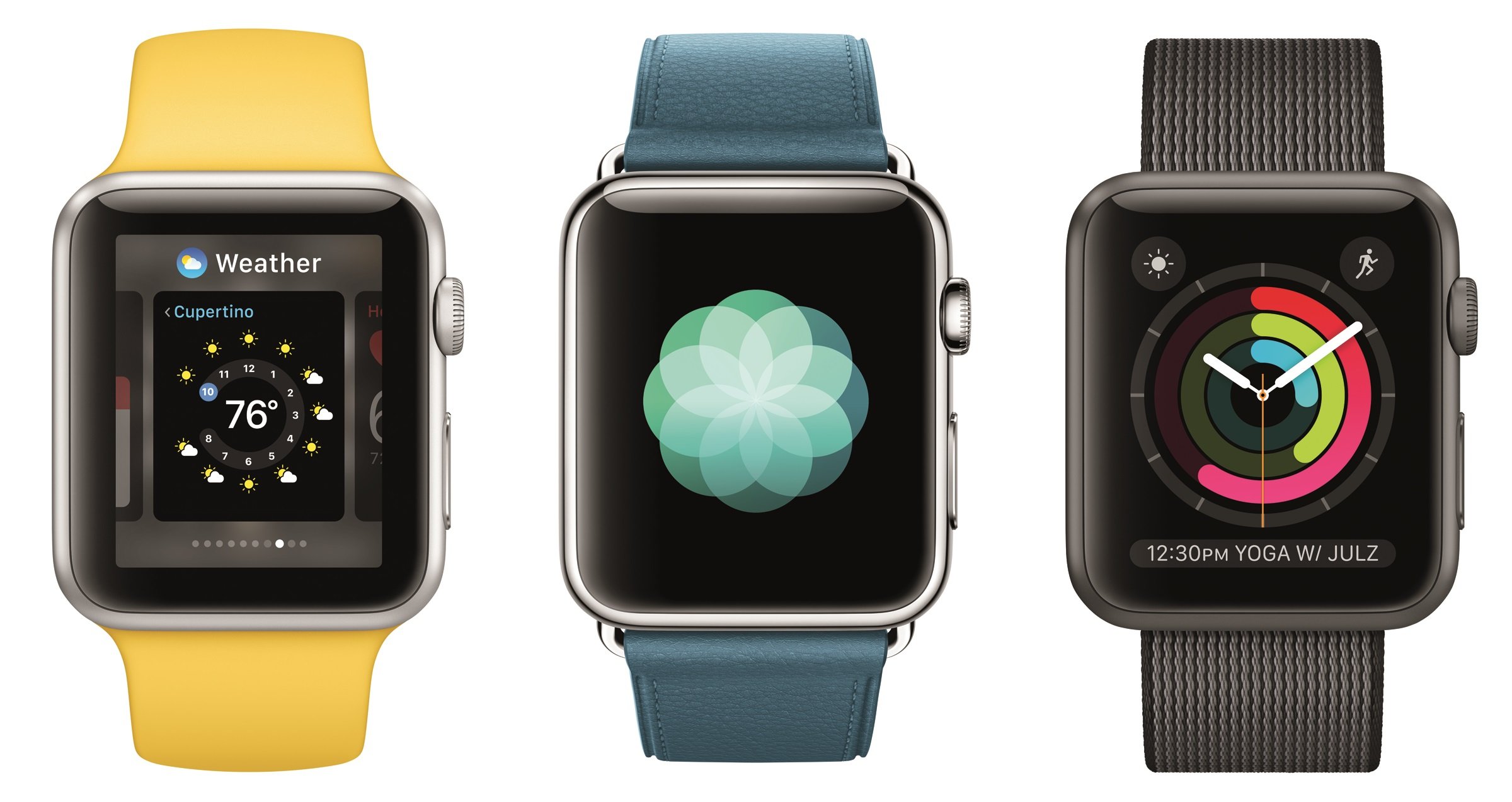 Three Apple Watch models. 