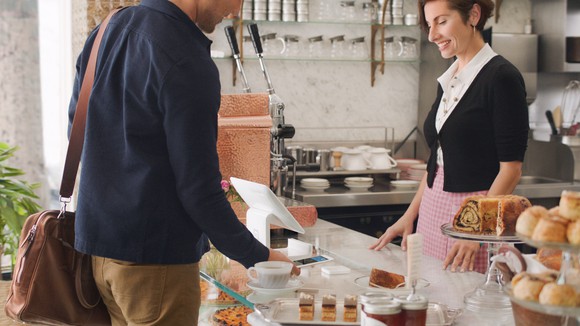 Square reader being used at a bakery.