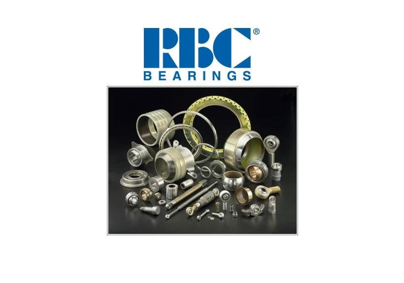 RBC logo with various bearings and components beneath it.