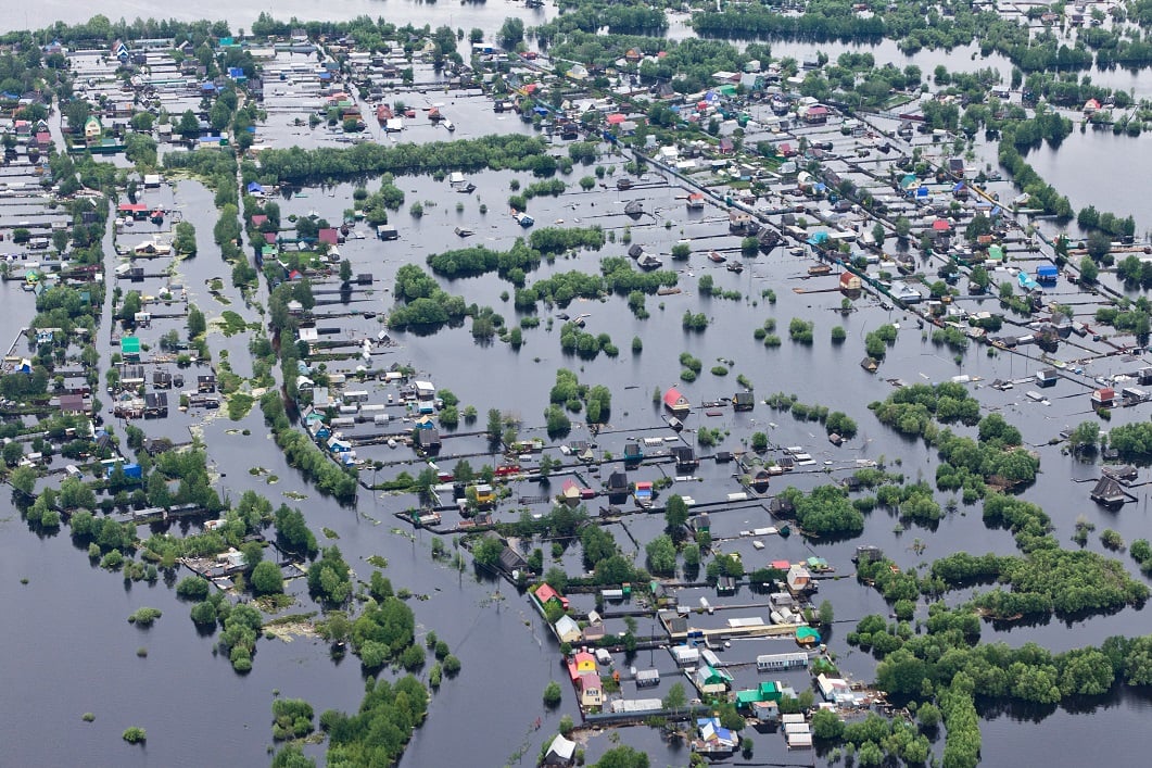 Flooded neighborhood.