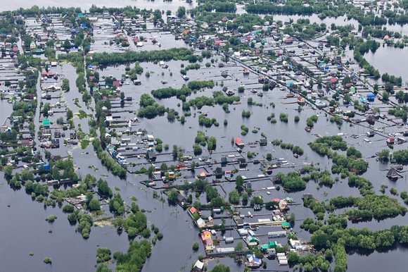 Flooded neighborhood.