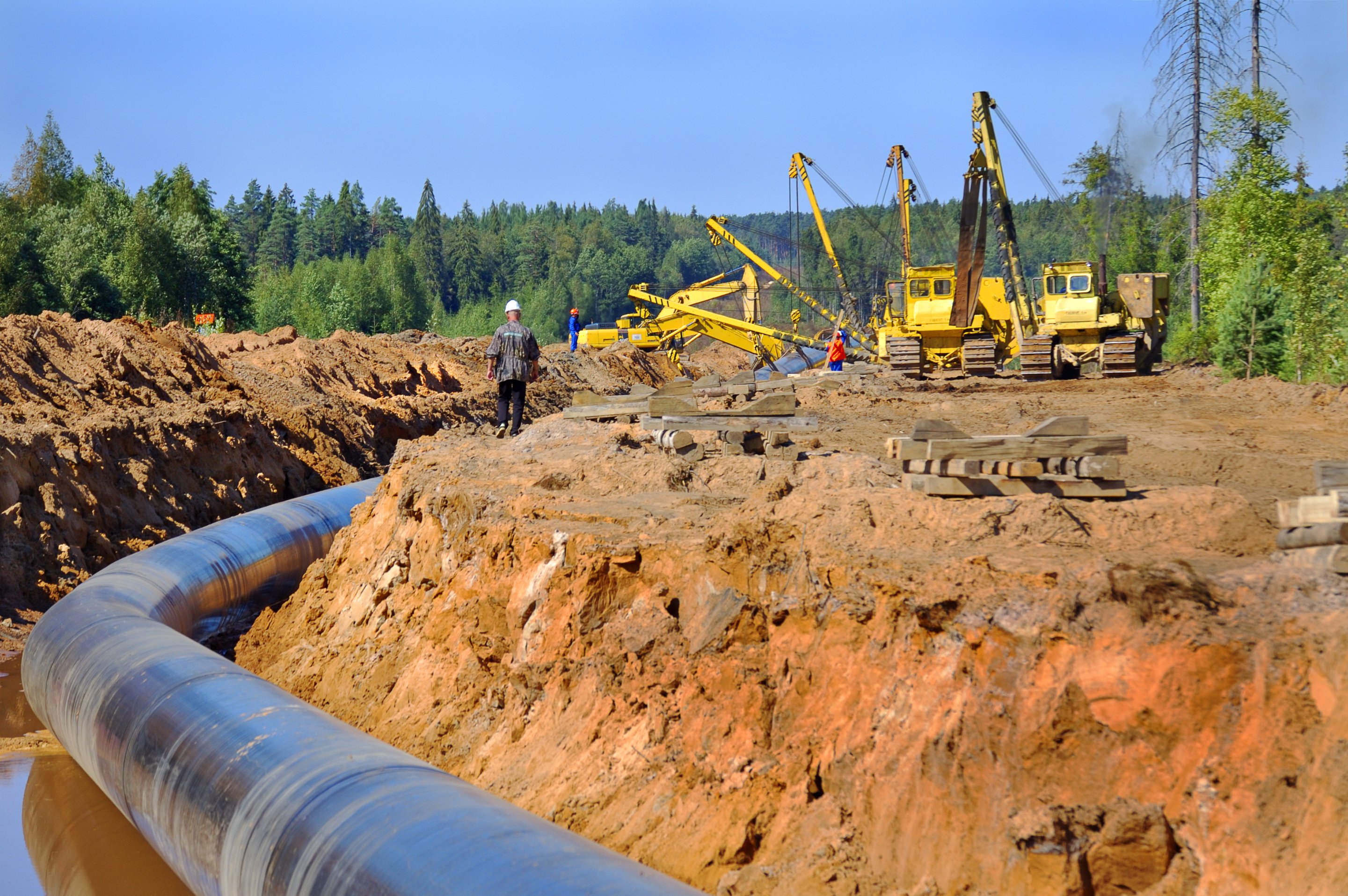 An oil pipeline under construction