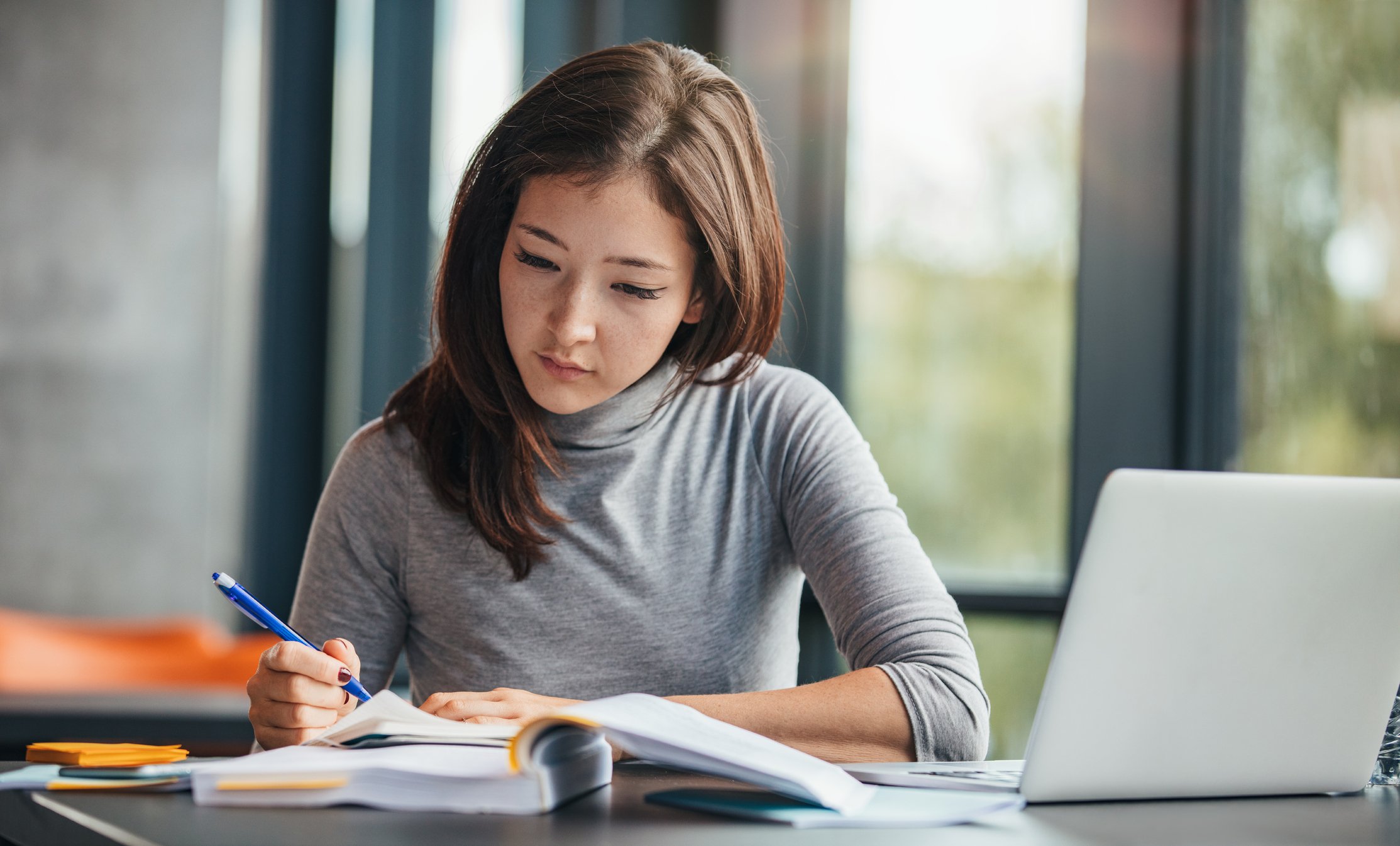 Young woman studying