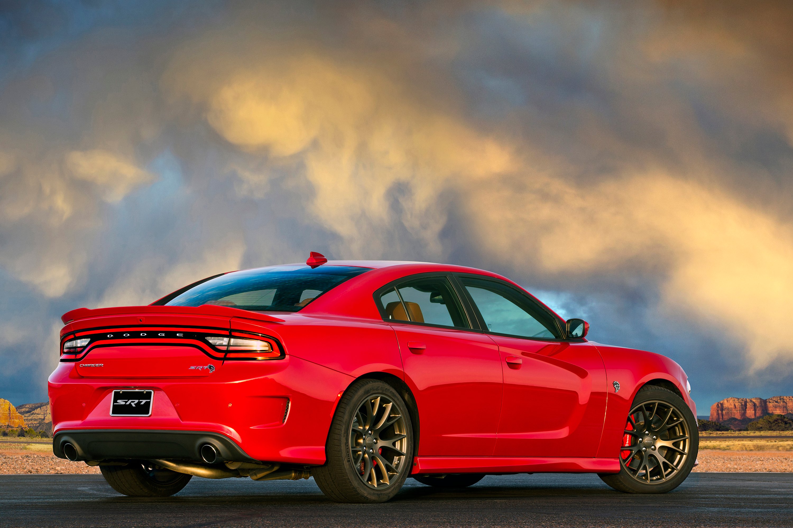 A red 2017 Dodge Charger SRT Hellcat