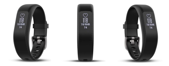 Three Vivosmart 3 wristbands standing next to each other.