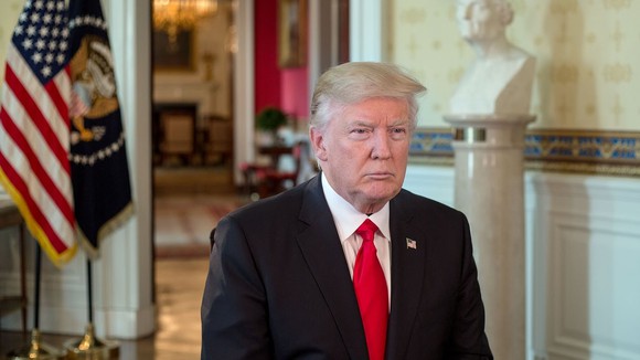 Donald Trump at his first weekly address.