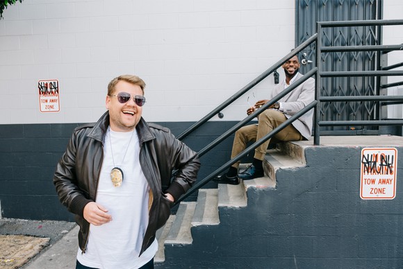 James Corden and LeBron James in Carpool Karaoke: The Series.
