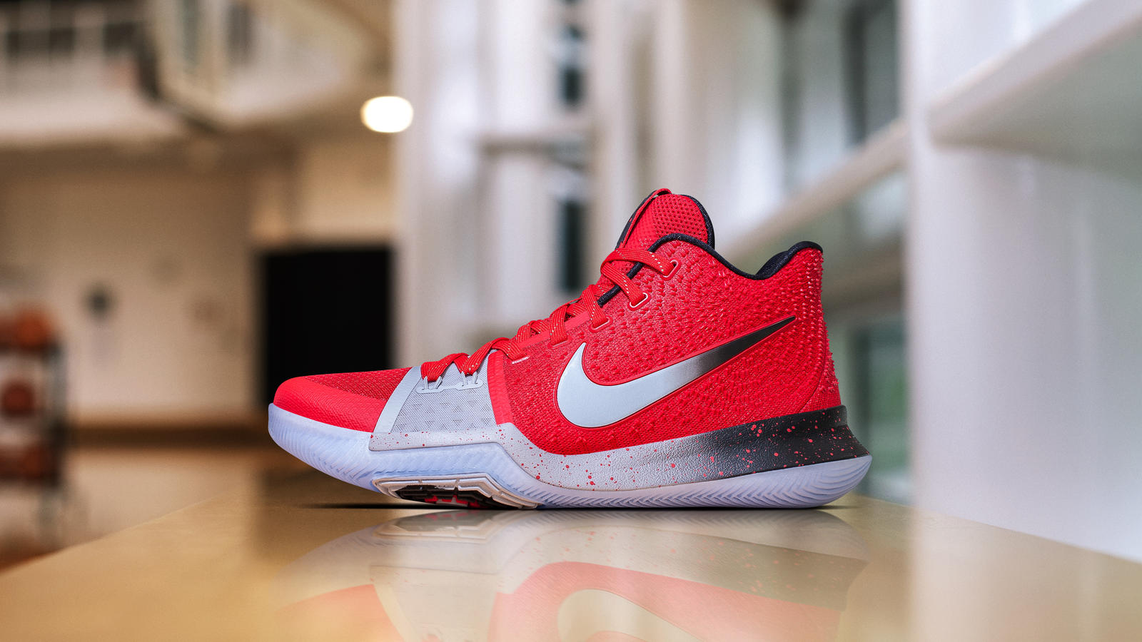 Nike's new Kyrie3 basketball shoe in red, white and black