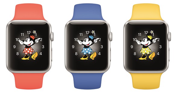 Three Apple Watches side-by-side.