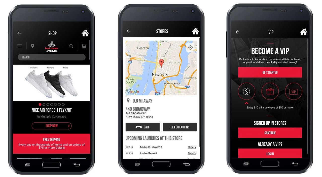 Foot Locker's mobile app.