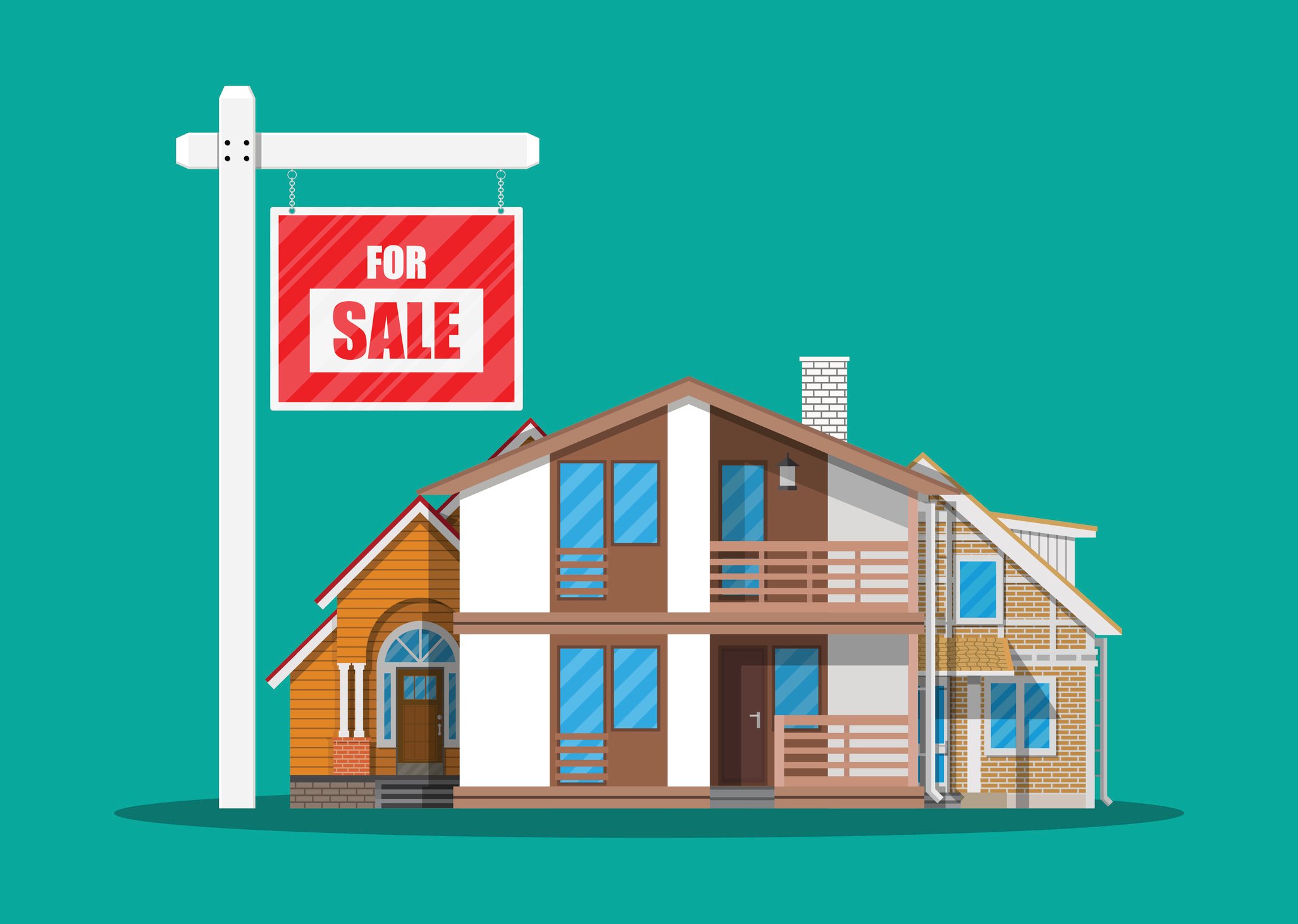 For sale sign in front of house