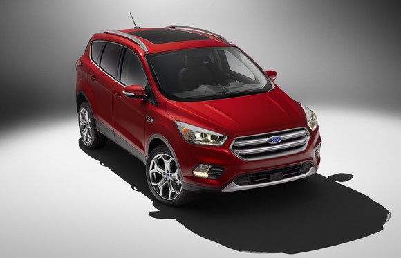 A red 2017 Ford Escape SUV.