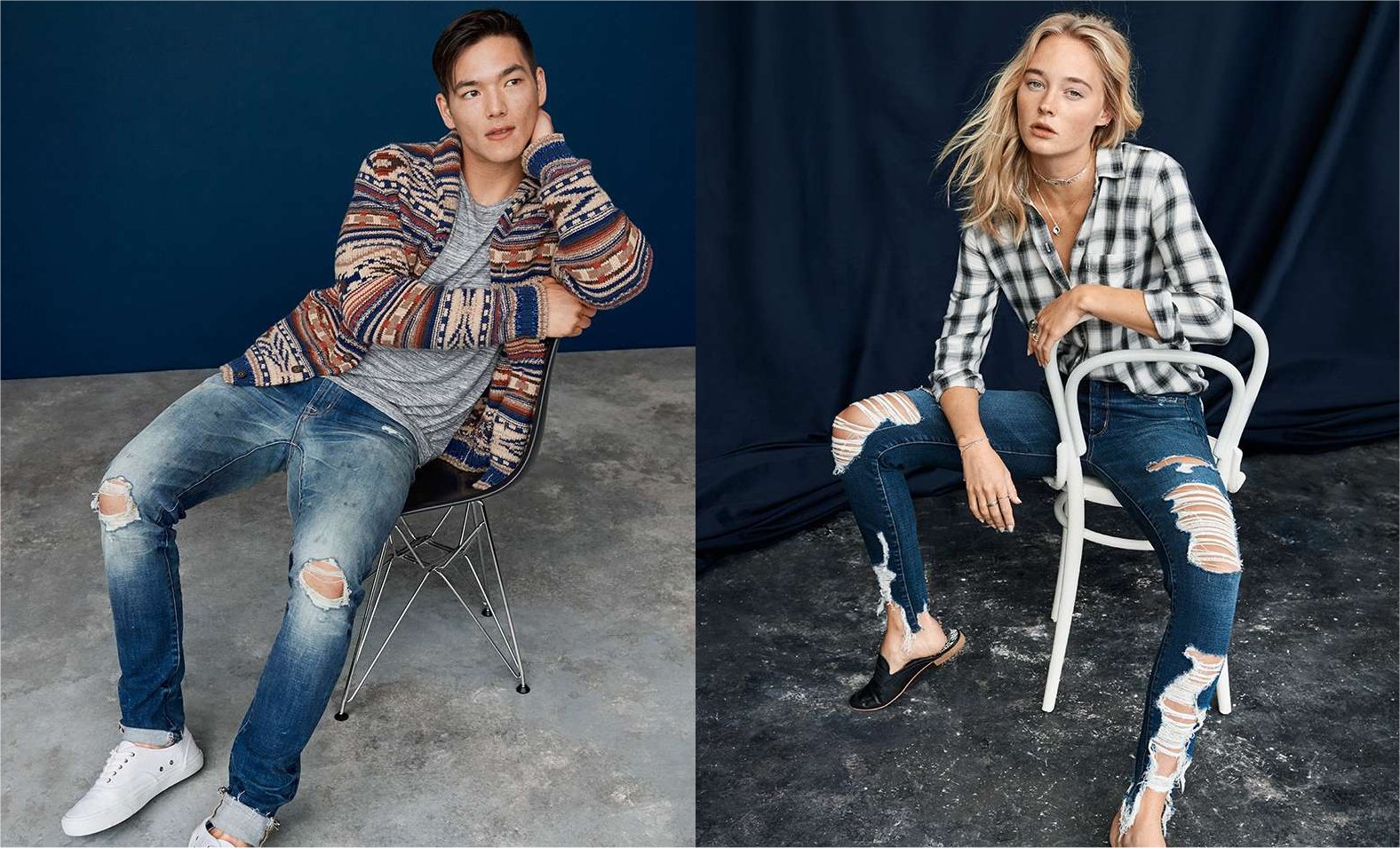 AEO's "destroyed denim" looks.